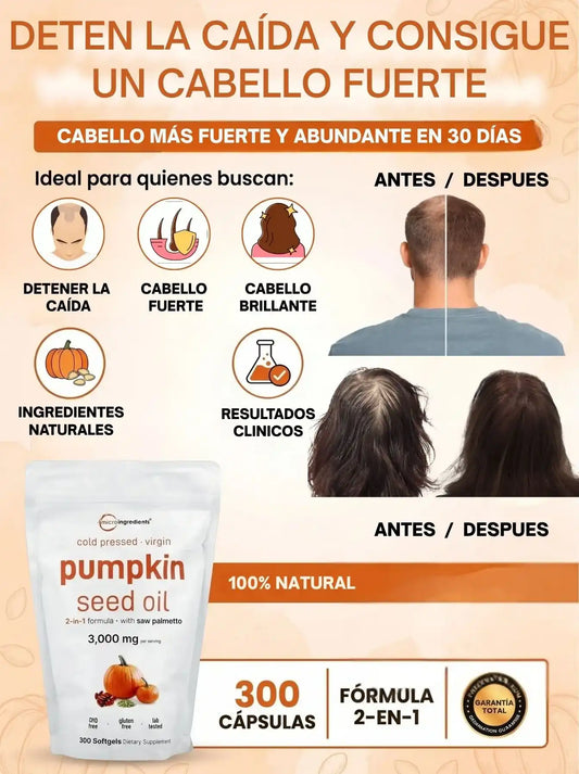 PUMPKIN SEED OIL - ELIMINA LA CAÍDA DEL CABELLO Y NUTRE DE RAÍZ.