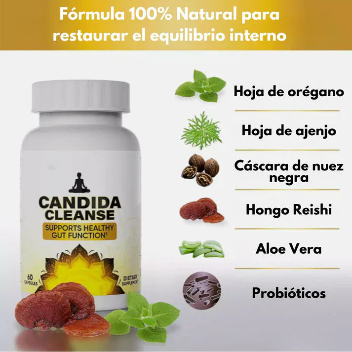 Candida Cleanse – Detox intestinal natural, menos hinchazón, más energía | 100% natural.🌱
