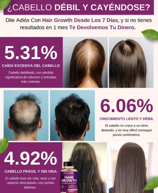 HairGrowth™ Vitaminas Para Crecimiento Capilar |ORIGINAL| Sin azucar | Ten un cabello de ensueño✨