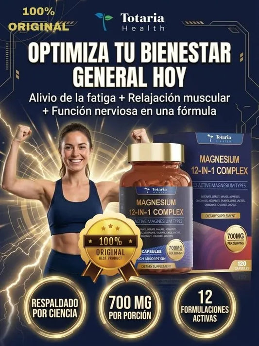 Magnesium 12 en 1 Complex TOTARIA HEALTH® - Optimiza tu bienestar general.