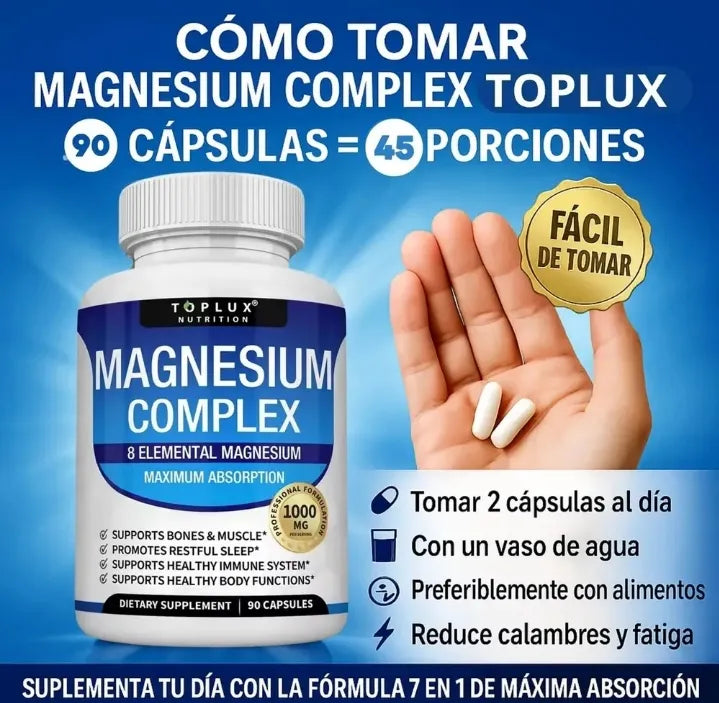 Magnesio Complex TOPLUX™ 8 en 1 💊 100% Original Importado de EE.UU