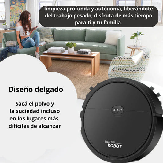 Aspiradora Robot De Limpieza Aspira, Barre y Trapea - Clean Bot Pro® | Limpieza eficaz en automático🤖