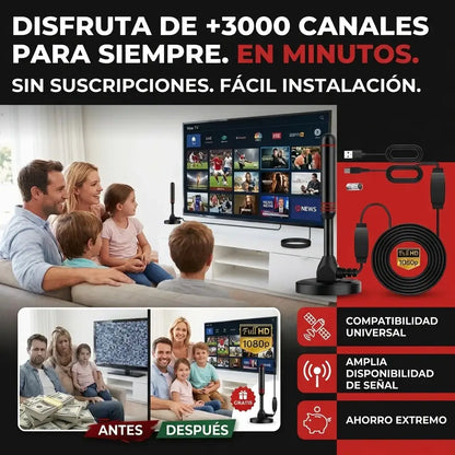 ANTENA TDT | TV DIGITAL ULTRA HD | 1.000 CANALES